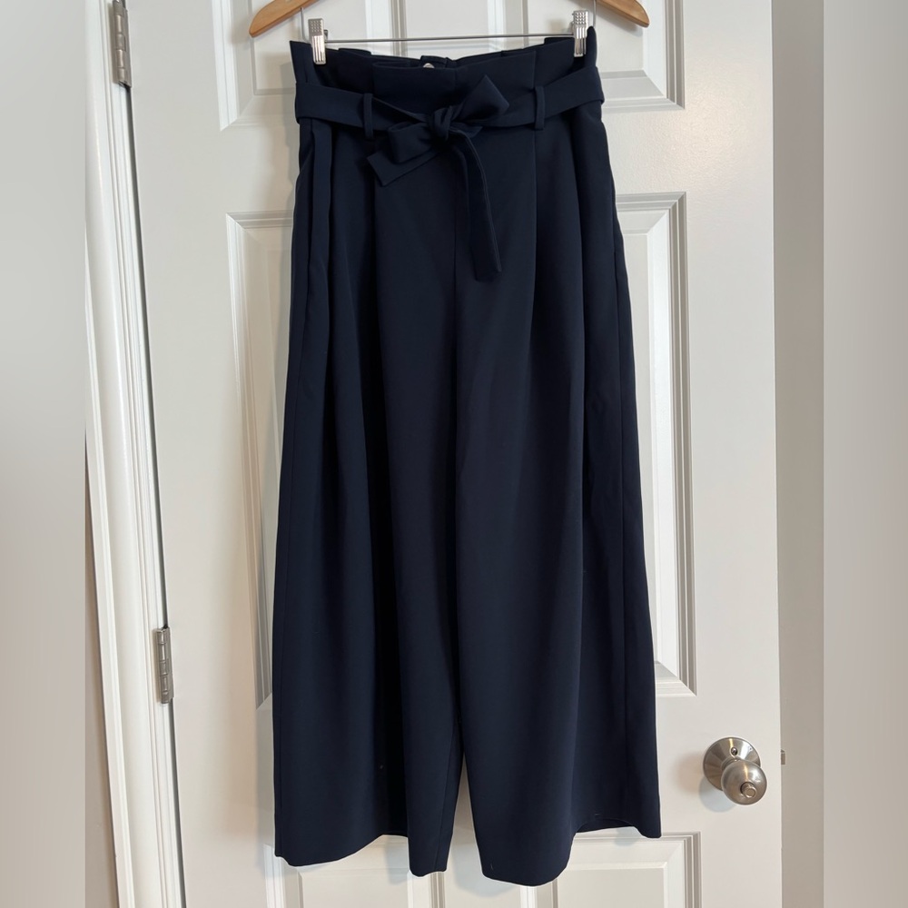 COS Navy Wide Leg Belted Pants